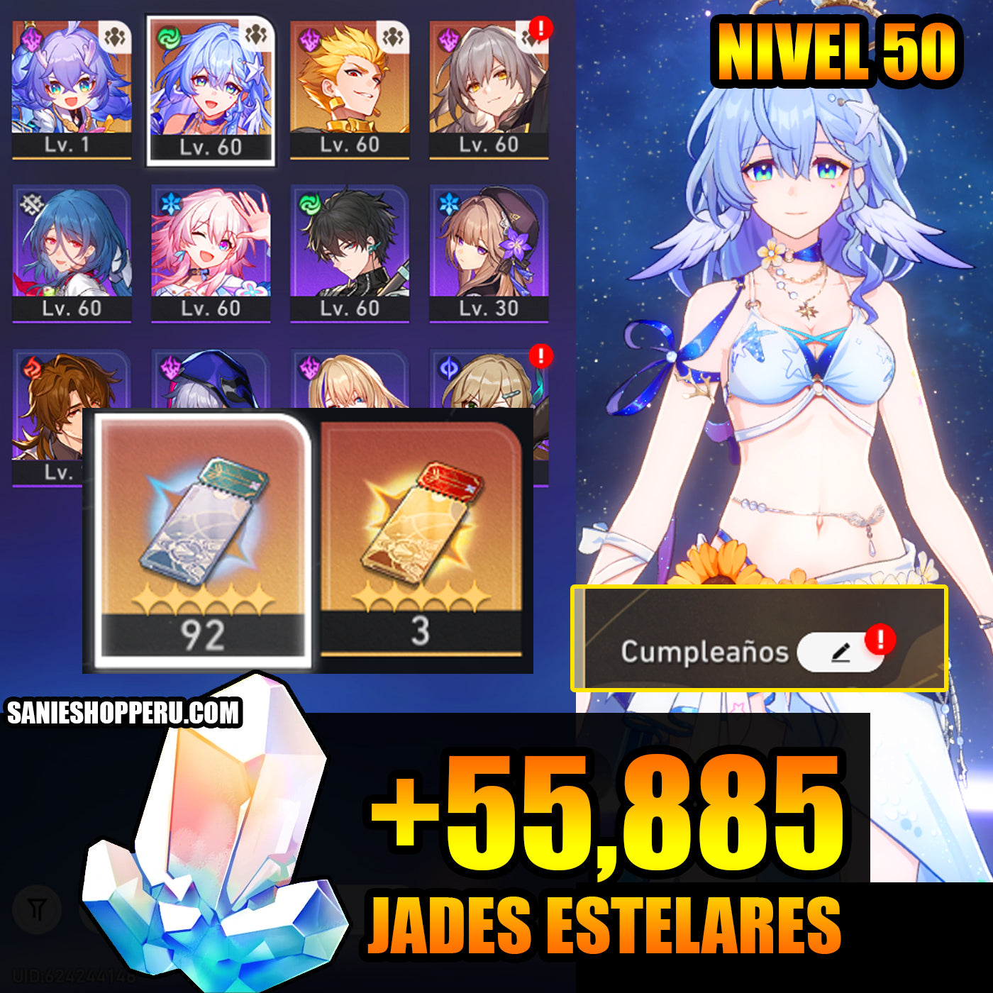 [Nivel 50] ⭐️55,886 Jades Estelares + Robin Estival + Gilgamesh + Bailu ⭐️CUMPLEAÑOS LIBRE