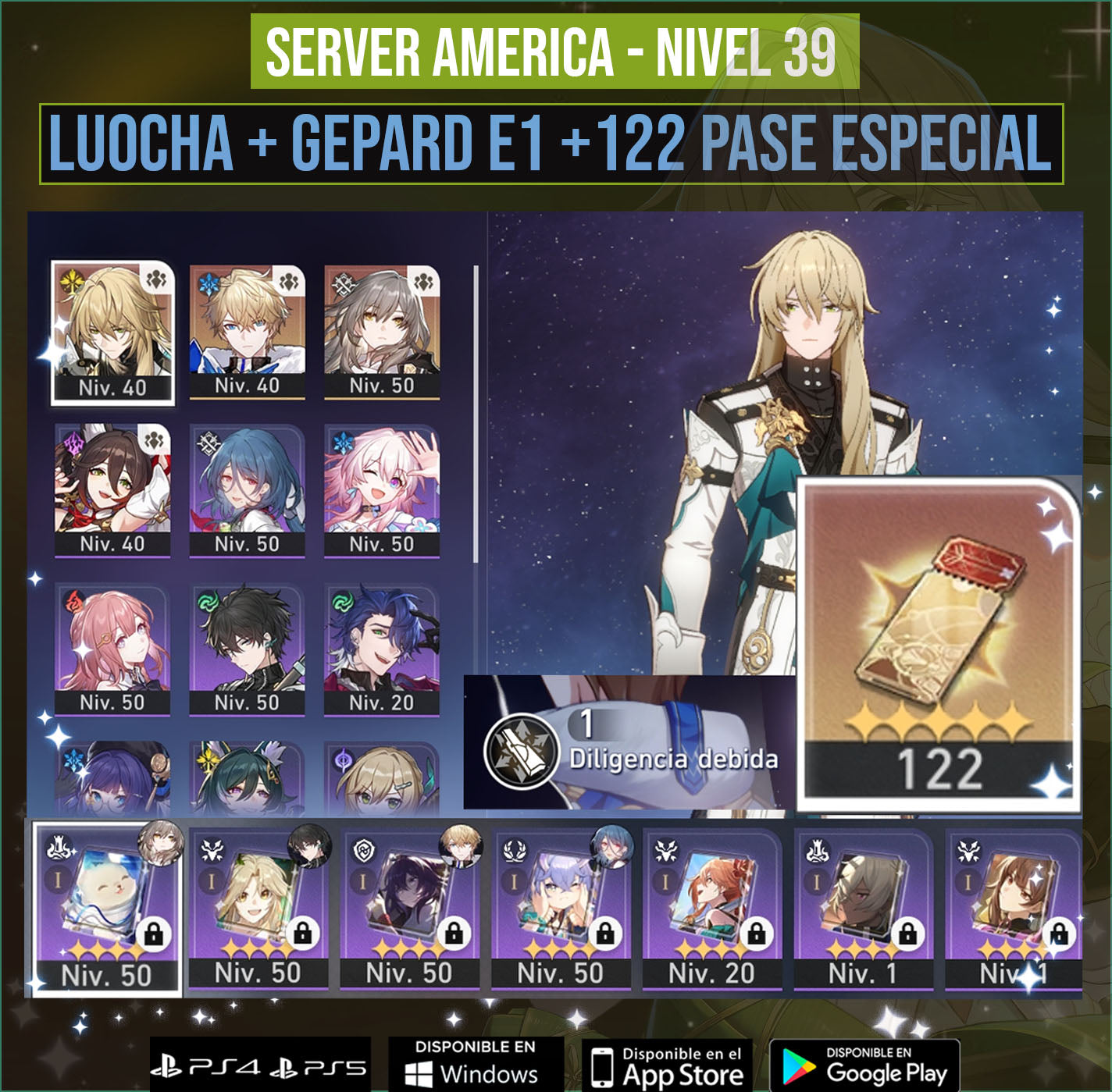 CUMPLEAÑOS LIBRE [Nivel de Trazacaminos 39] Luocha + Gepard E1 +  122 Pase Especial de los railes estelares