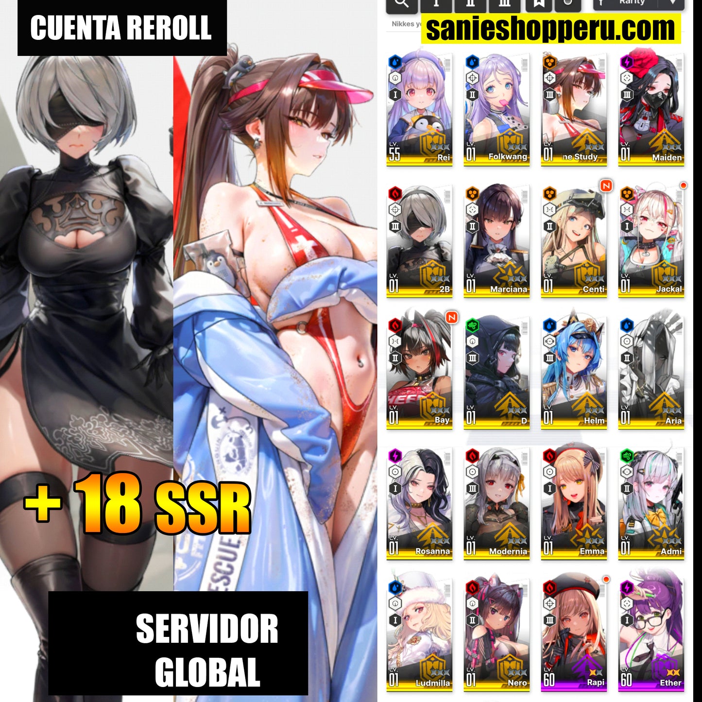 [GLOBAL] Marciana Marine Study + 2B + 18 SSR|GODDESS OF VICTORY: NIKKE cuenta reroll