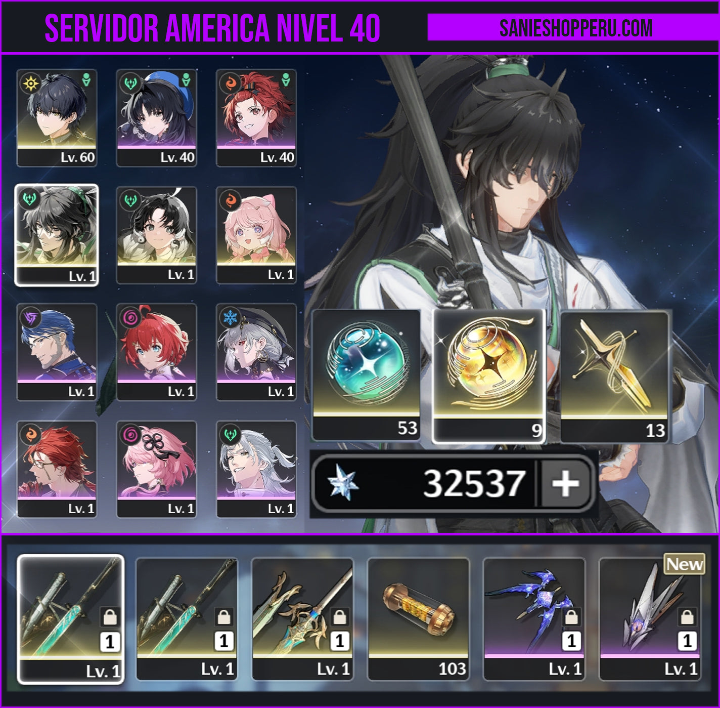 [Nivel 40] 32,537 Astritas 💎 | Qiuyuan + Arma | Wuthering Waves Cuenta Reroll