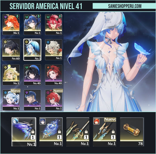 [Nivel 41] Cumpleaños Libre ✅ |Iuno + Arma + The Shoorekepper + Arma + Augusta + Coccona  | Cuenta Reroll Wuthering Waves