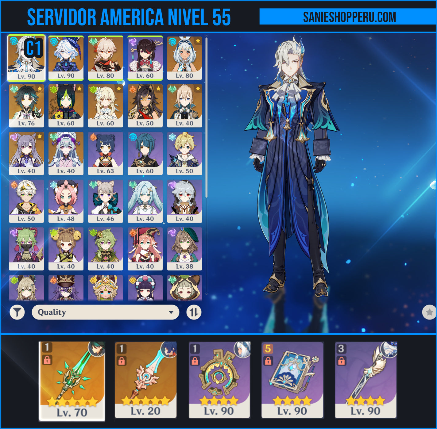 [Nivel 55] ⭐️ Neuvillette C1 + Furina + Kazuha + Mualani + Xiao + Tighnari + Dehya + Jean