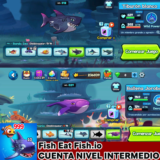 Fish Eat Fish.io⭐️Cuenta nivel Intermedio