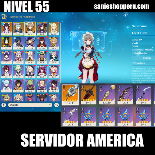 [Nivel 55] ⭐️Sandrone + Ineffa + Arma , Columbina + Mona + Keqing⭐️CUMPLEAÑOS LIBRE