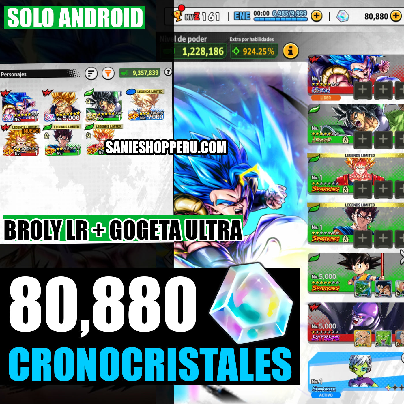 [ANDROID] 80,880 Cronocristales💎+ ANIVERSARIO Gogeta Blue ULTRA 2026 + Broly LR + 4 LL| DRAGON BALL Legends Cuenta