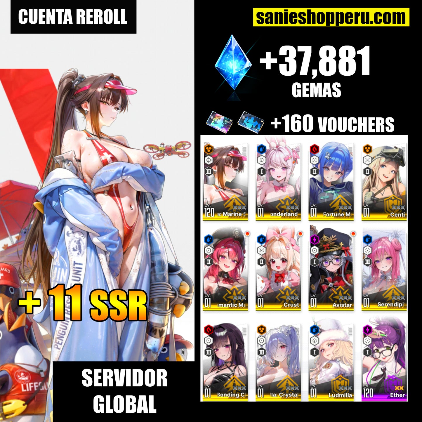 [GLOBAL] +37,881 GEMAS💎Marciana: Marine Study + Cinderella Crystal Wave + Dorothy Serendipity + 11 SSR|GODDESS OF VICTORY: NIKKE cuenta reroll