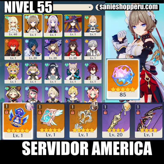 [Nivel 55] ⭐️85 Deseos + Sandrone + Arma , Citlali + Arma , Mona , Jean , Diluc⭐️CUMPLEAÑOS LIBRE⭐️