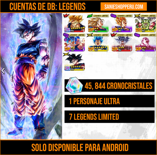 [Android]  45,844 Cronocristales 💎|  ⭐️ Pre-ultrainstinto Goku [ULTRA] | ⭐️ 7 Legends Limited | Dragon Ball: Legends Cuenta Reroll
