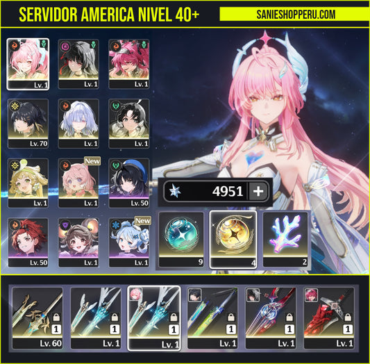 [Nivel 40+] 4,951 Astritas 💎+ Aemeath + Arma + Chisa + Arma + Lupa + Arma + Mornye