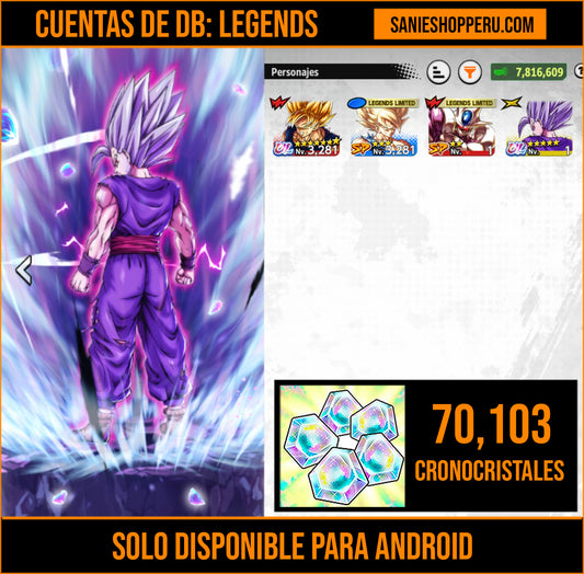 [Android] ⭐️ 1 ULTRA — Gohan Bestia + 💎70,103 Cronocristales💎