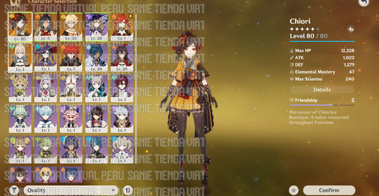 [AR 53] ⭐️CUMPLEAÑOS LIBRE ⭐️Chiori C6 + Arma + Mavuika