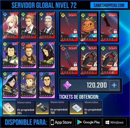 [Global] Nivel 72| +120,200 Piedras esenciales 💎+ 91 Tickets especiales , +760 Tickets personalizados |Cha Hae-In (Nueva) , Woo Jinchul + Arma exclusiva , Go Gunhee |Solo Leveling:ARISE Cuenta inicial reroll