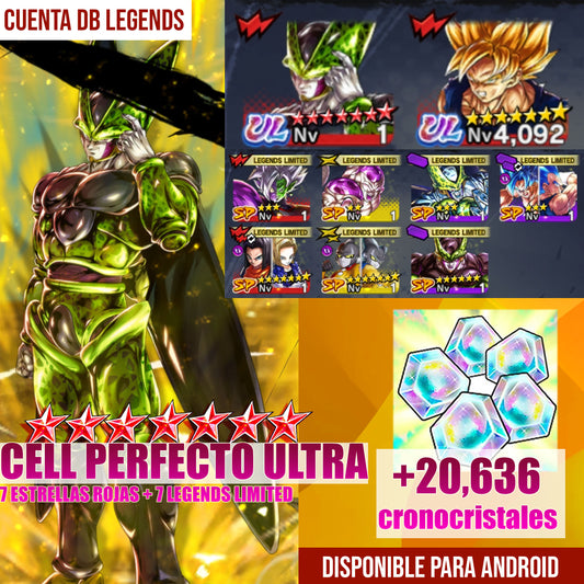 [Solo Android] ⭐️Cell Perfecto ULTRA 7 estrellas rojas⭐️ + 💎20,636 Cronocristales