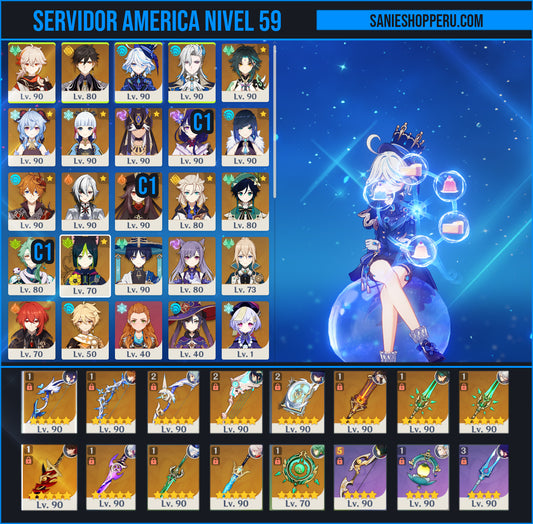 [AR 59] ✨ Kazuha + Zhong Li + Furina + Neuvillette + Xiao + Ganyu + Ayaka + Cyno + Shogun C1 + Yelan + Tartaglia + Arlecchino + Hu Tao C1 + Albedo + Venti + Baizhu C1 + Wanderer