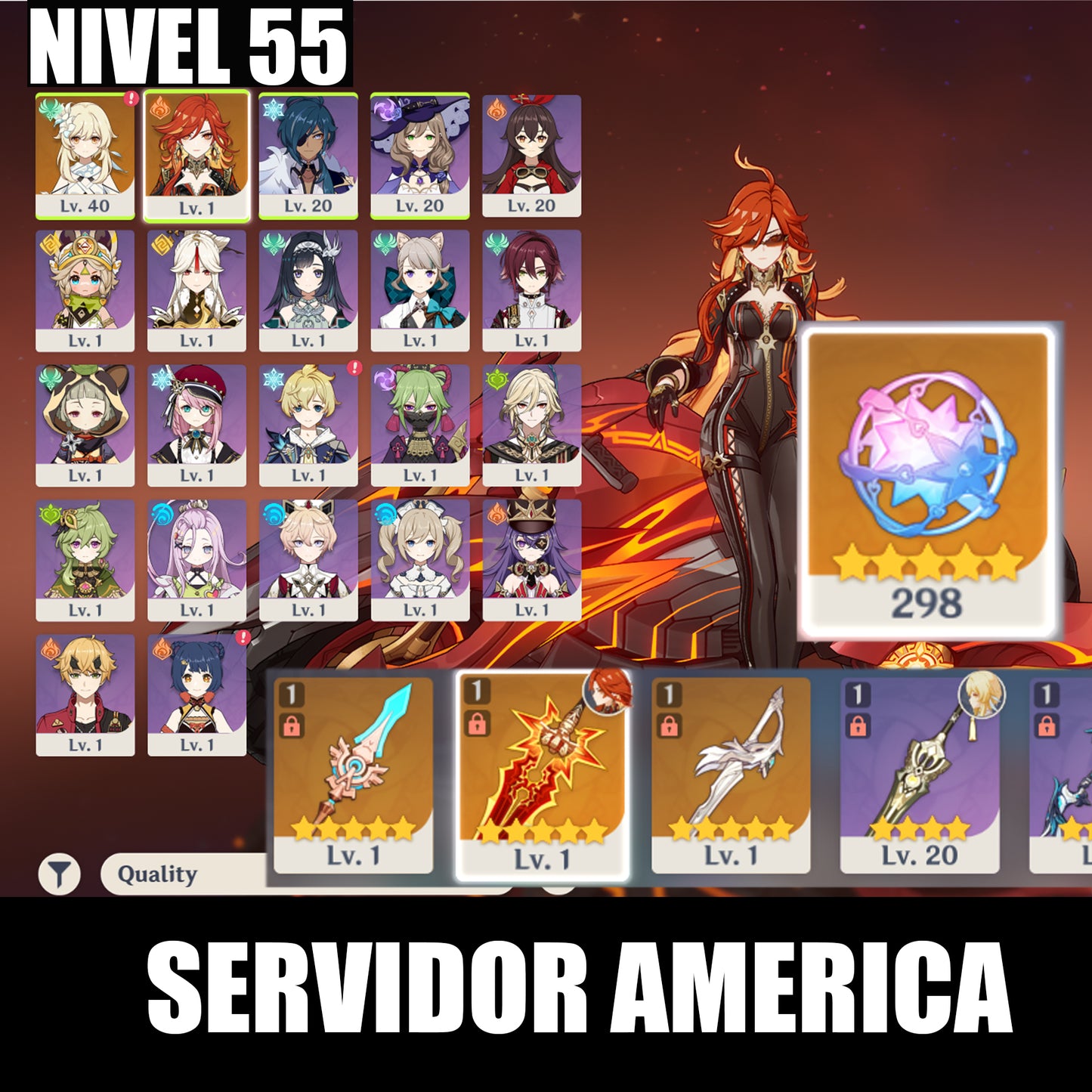 [Nivel 55] ⭐️298 Deseos + Mavuika + Arma ⭐️CUMPLEAÑOS LIBRE