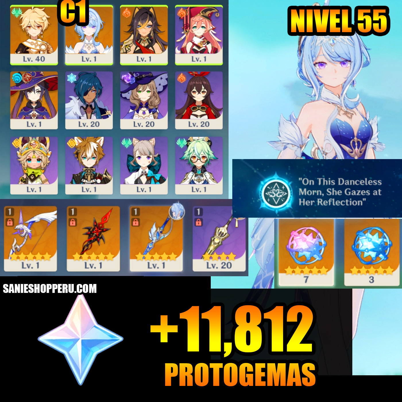 [Nivel 55] ⭐️11812 protogemas + Odette C1 + Arma + Dehya + Mona ⭐️CUMPLEAÑOS LIBRE