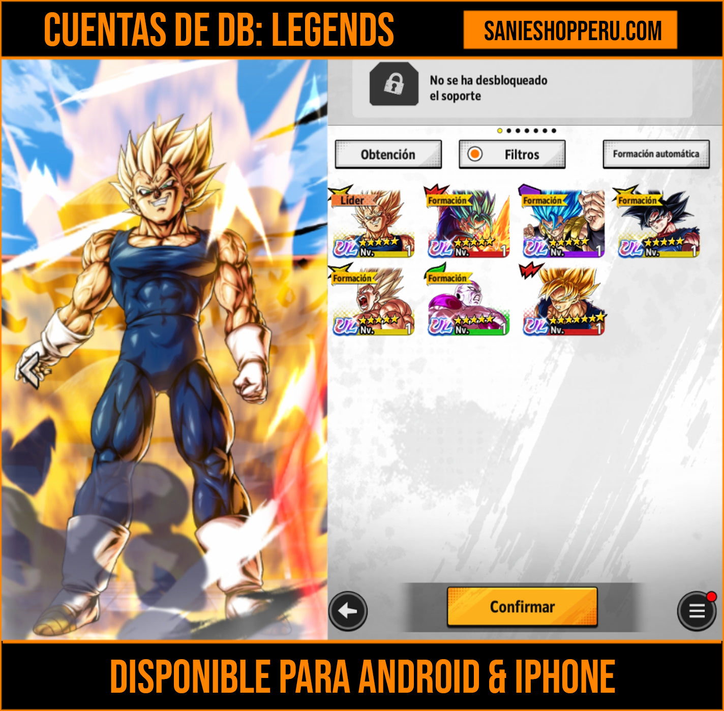 [Android & Iphone] ⭐️ 6 ULTRAS — Majin Vegeta + SS Dios SS Vegetto + SS Dios Gogeta + Pre-Ultra Instinto Goku + SS Goku + Forma Final Freezer