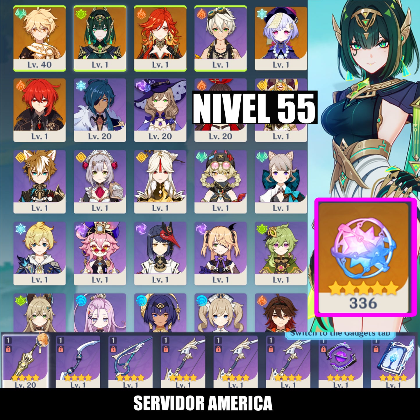 [Nivel 55] ⭐️336 Deseos + Nefer + Mavuika + Diluc + Qiqi⭐️CUMPLEAÑOS LIBRE