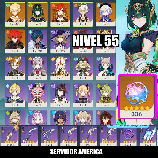 [Nivel 55] ⭐️336 Deseos + Nefer + Mavuika + Diluc + Qiqi⭐️CUMPLEAÑOS LIBRE