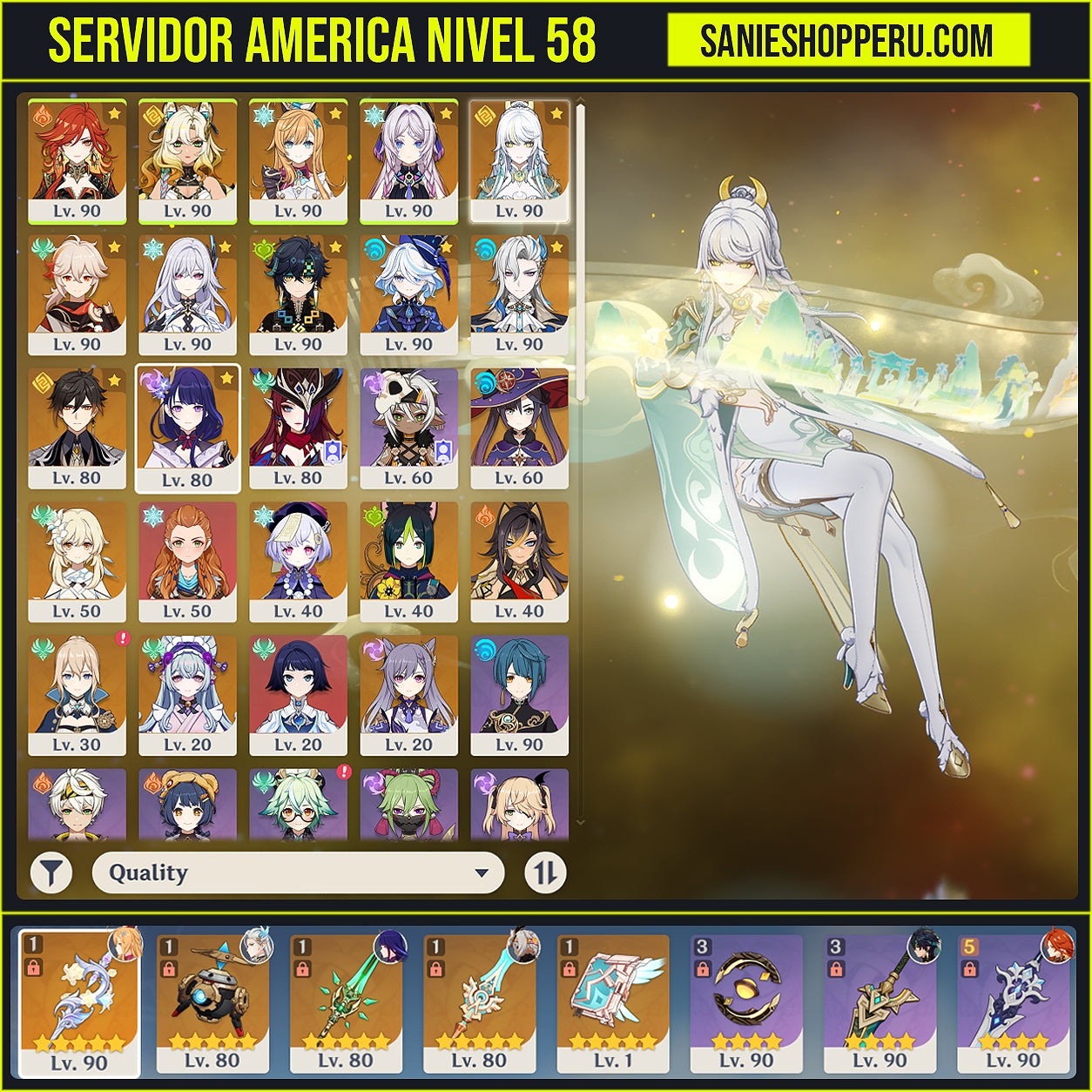 [Nivel 58] ⭐️ Mavuika + Xilonen + Esoffier + Citlali + Zibai + Kazuha + Skirk + Kinich + Furina + Neuvillette + Zhong Li + Raiden Shogun + Chasca