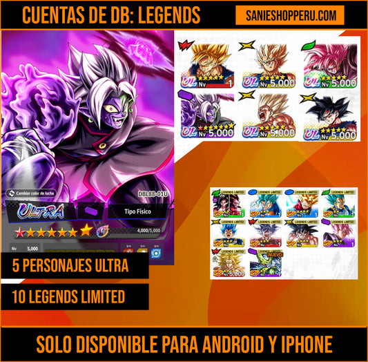 [Android & Iphone] 5 ULTRAS⭐️Zamasu Fusionado 1 estrella roja ULTRA +Pre Ult Goku ULTRA + Supersaiyajin Goku ULTRA + Majin Vegeta Ultra + Ssj Rosa Goku ULTRA + 10 LL