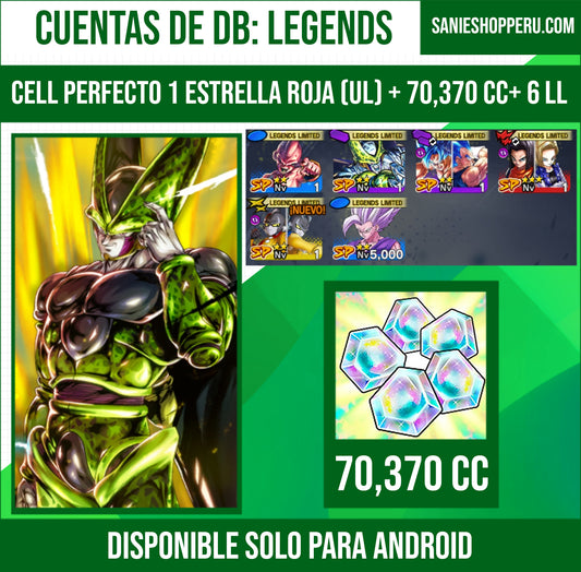 [Solo Android] ⭐️ CELL PERFECTO + 1 ESTRELLA ROJA (UL)⭐️ + 💎70,370 Cronocristales💎 + 6+ LL