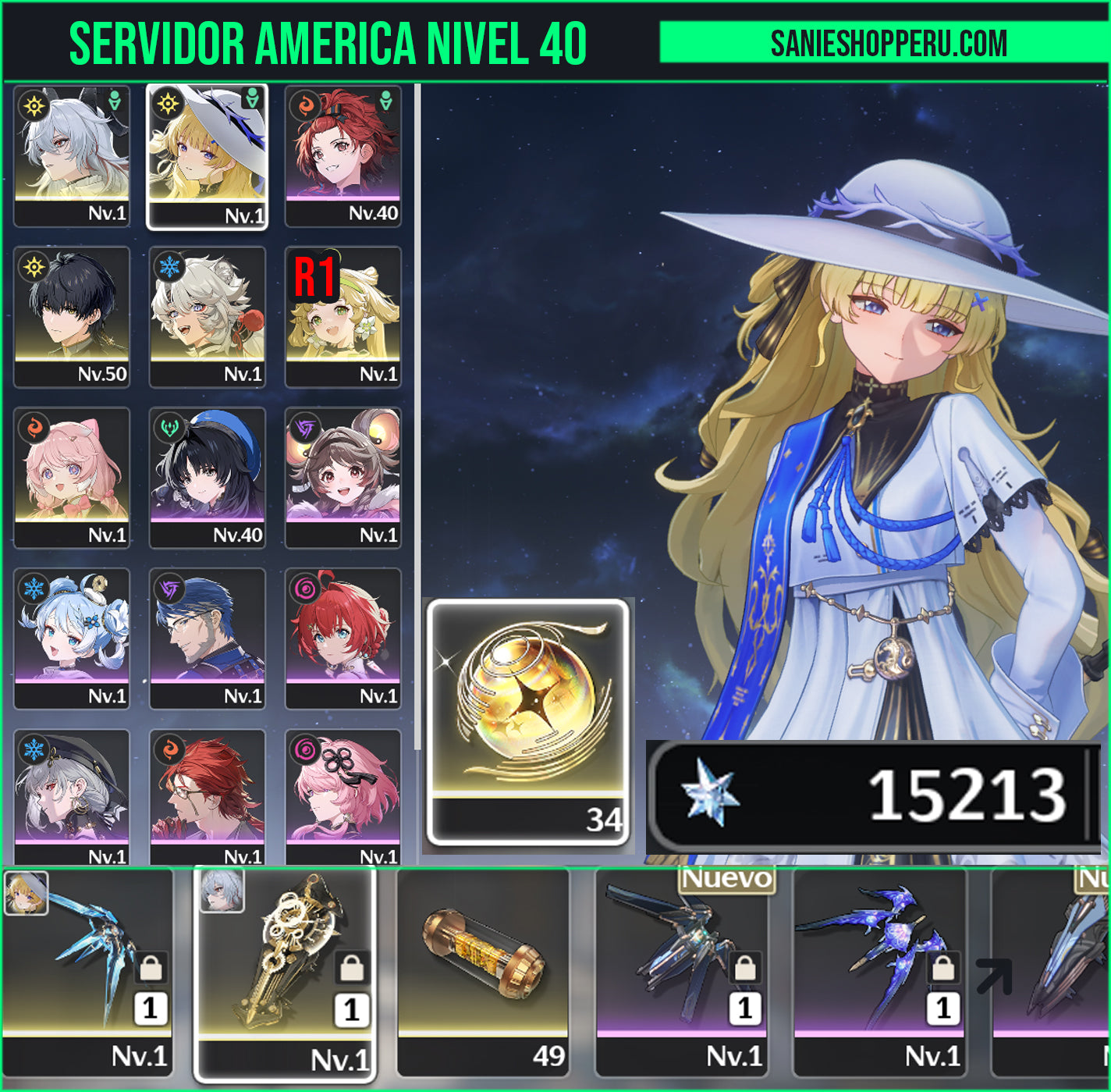 [Nivel 40]✔️Cumpleaños libre | 15213 Astritas 💠 , +34 Mareas radiantes💎| Zani + Arma 5⭐ ( Veredicto del destello ) +Encore + Veritas R1 + Lingyang , Ondas cósmicas| Wuthering Waves Cuenta reroll