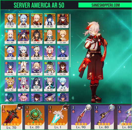 [Nivel 50] Arlecchino  + Kazuha + Ganyu + Yelan + Hu Tao C1 + Kokomi + Mona + Jean + Dehya + Qiqi