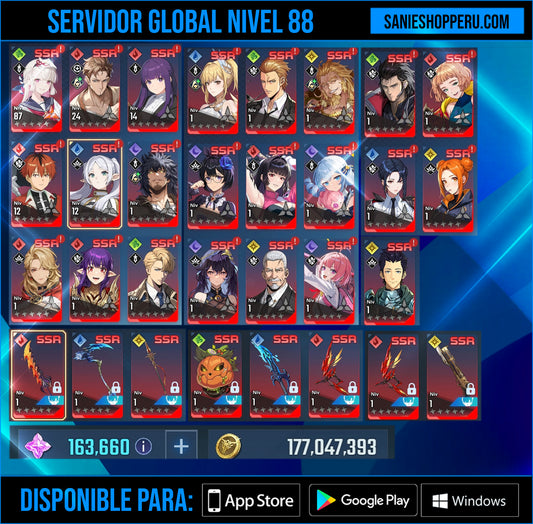 [Global] Nivel 88| 163,660 Piedras esenciales 💎 + 23 SSR ⭐️