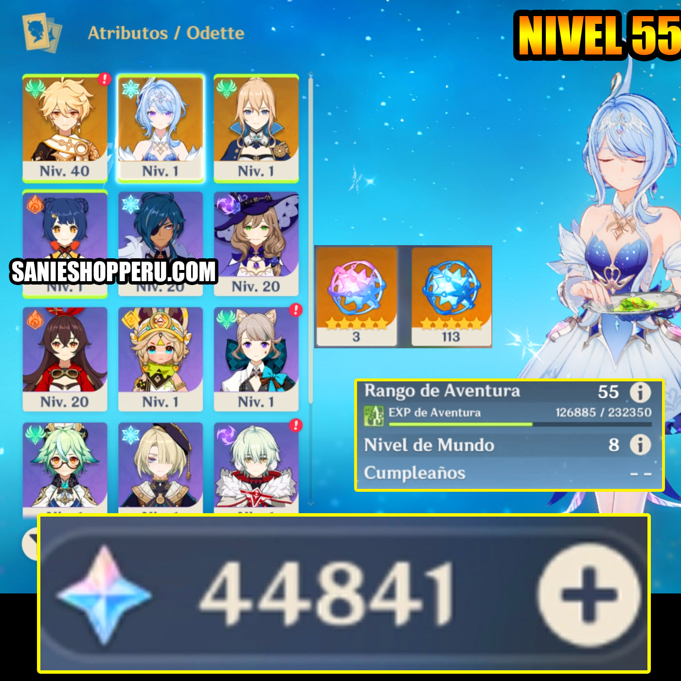 [Nivel 55] ⭐️44841 protogemas + Odette + Jean⭐️CUMPLEAÑOS LIBRE