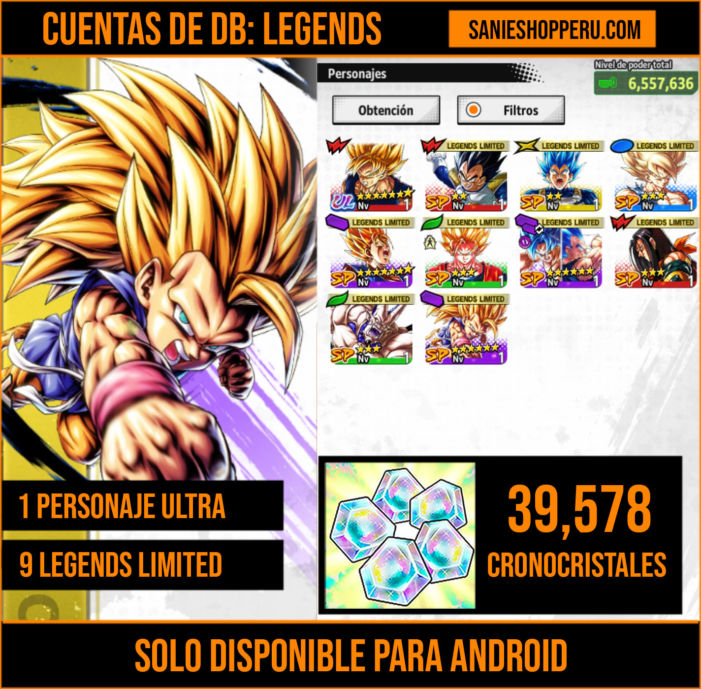 [Solo Android] ⭐️ 9 LEGENDS LIMITED ⭐️ + 💎39,578 Cronocristales💎