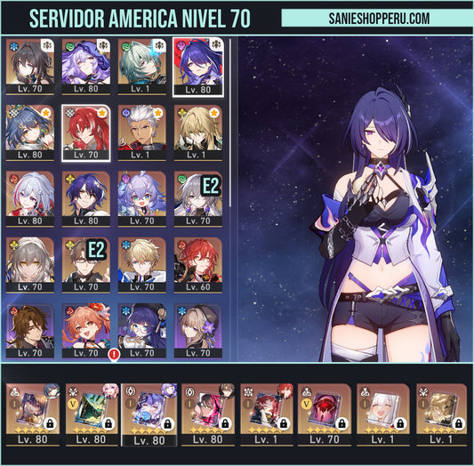 [Nivel 70] Ruan Mei + Black Swan + Cono + Anaxa + Acheron + Yunli + Cono + Argenti + Archer + Luocha + Topaz + Dr Ratio + Bailu + Bronya E2 + Welt E2 + Gepard + Himeko
