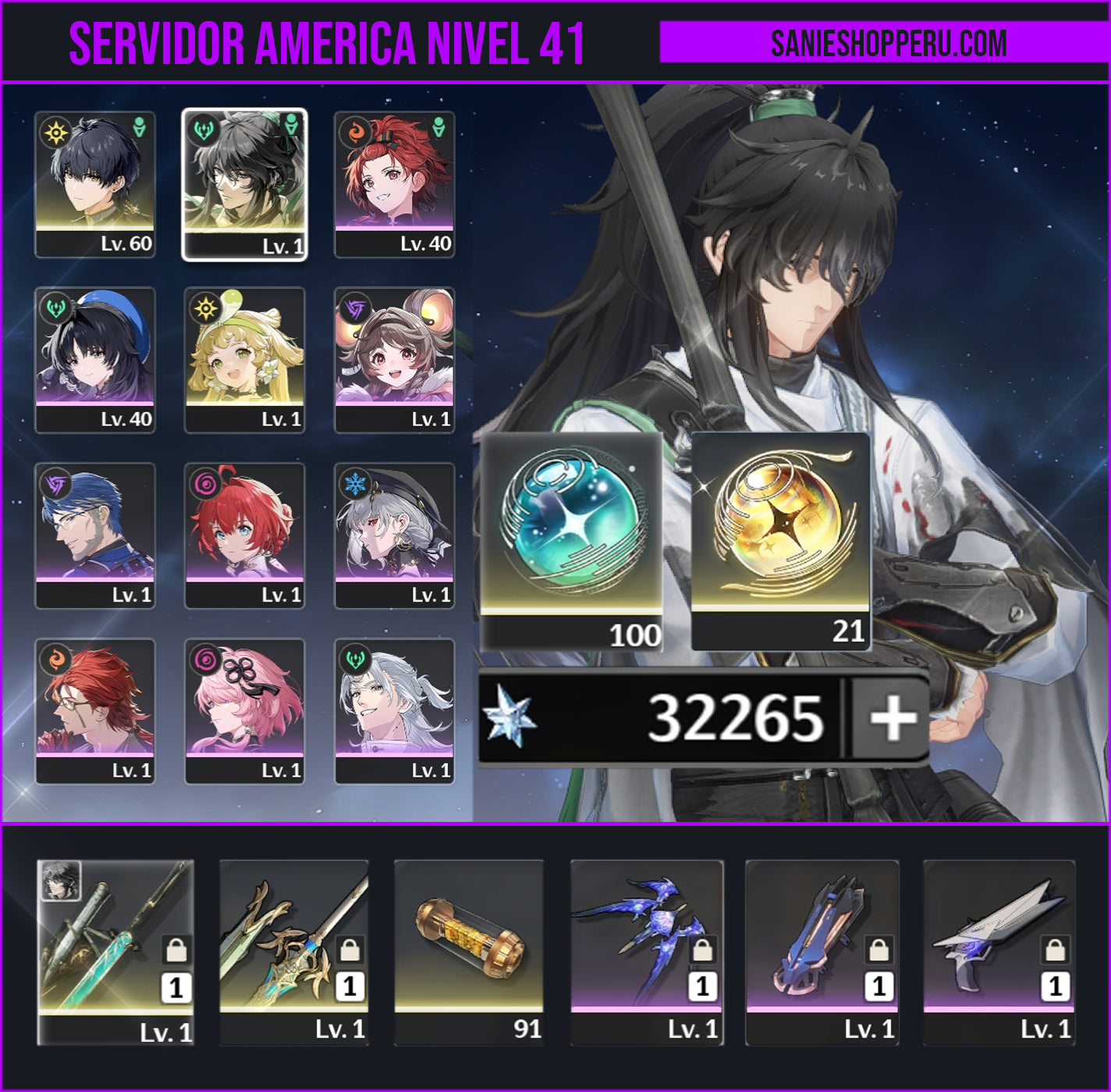 [Nivel 41] 32,265 Astritas 💎 | Qiuyuan + Arma | Wuthering Waves Cuenta Reroll