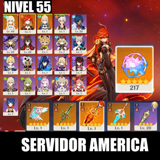[Nivel 55] ⭐️217 Deseos + Mavuika + Arma + Jean⭐️CUMPLEAÑOS LIBRE