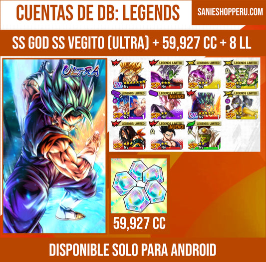 [Solo Android] ⭐️ SS GOD SS VEGITO (ULTRA)⭐️ + 💎59,927 Cronocristales💎 + 8 LL