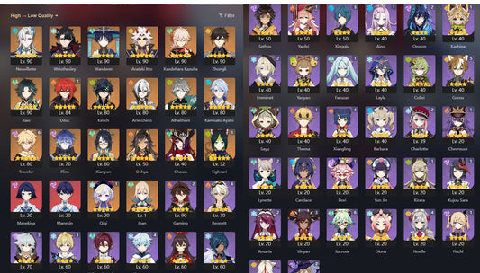 NA AR57| Flins + Neuvillette + Wriothesley + Alhaitham + Zhongli + Arlecchino + Kinich + Kamisato Ayato + Chasca + Arataki Itto + Kazuha + Xianyun + Xiao + Wanderer + Diluc ( SKIN ) C1+ Dehya + Qiqi C1 + Tighnari C1 + Jean