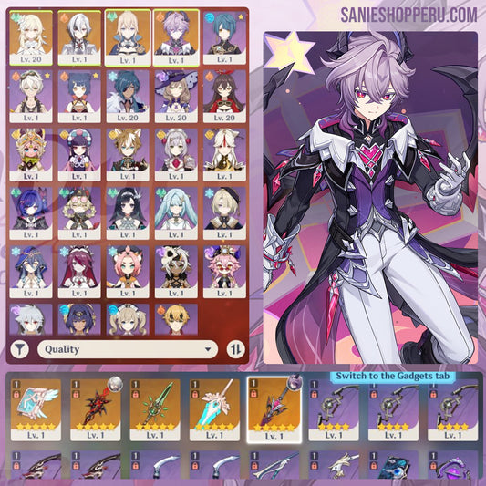 [Nivel 53] ⭐️ Durin + Arma + Arlecchino + Arma