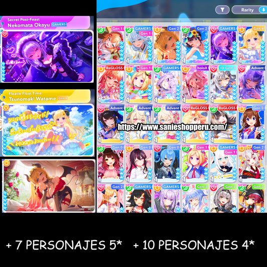 [GLOBAL] Lvl 5 ⭐️| 7 Personajes 5⭐️|+ 10 personajes 4⭐️ | hololive Dreams cuenta reroll