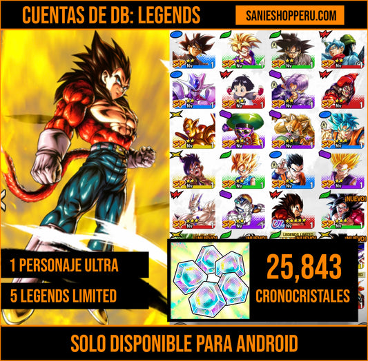 [Solo Android] ⭐️SS4 VEGETA⭐️ + 💎25,843 Cronocristales💎 + 5 LL