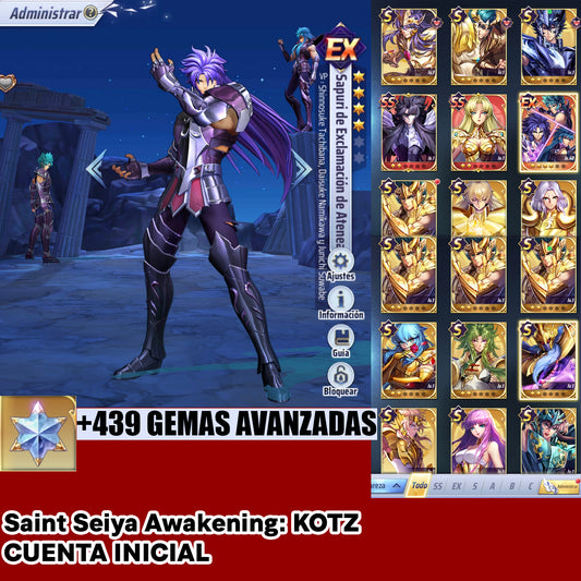 (SERVER GLOBAL-CUENTA INICIAL) +439 GEMAS AVANZADAS 💎 Saint Seiya Awakening : Sapuri Exclamación + Hades + Artemisa + Milo Armadura divina , Shura Armadura divina , etc