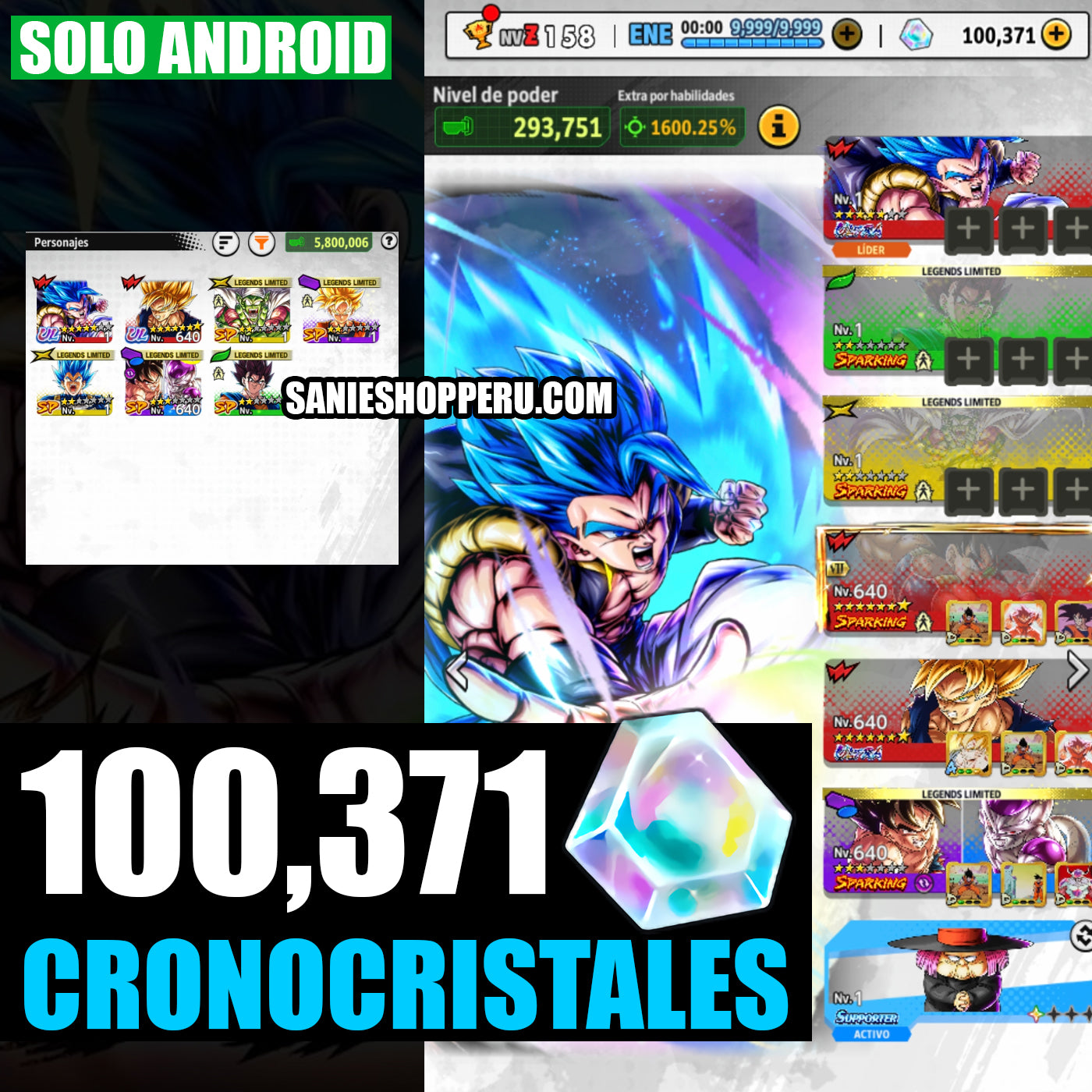 [ANDROID] 100,371 Cronocristales💎+ Gogeta Blue ULTRA 2026 + 5 LL  | DRAGON BALL Legends Cuenta