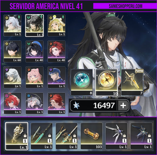 [Nivel 41] 16,497 Astritas 💎 | Qiuyuan + Arma + Zani + Arma | Wuthering Waves Cuenta Reroll