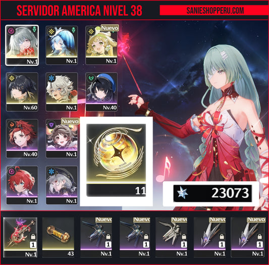 [Nivel 38] Cumpleaños Libre ✅ | 23073 Astritas 💎 |  ⭐ Phrolova + Arma + Shorekeeper | Wuthering Waves Cuenta Reroll