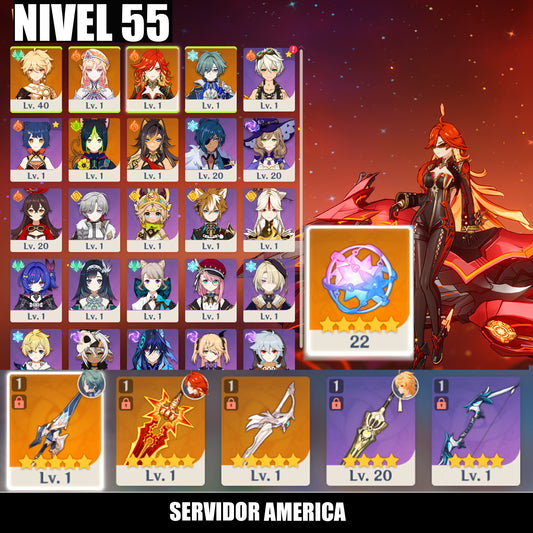 [Nivel 55] ⭐️22 Deseos + Mavuika + Arma , Lohen + Arma , Nicole⭐️CUMPLEAÑOS LIBRE