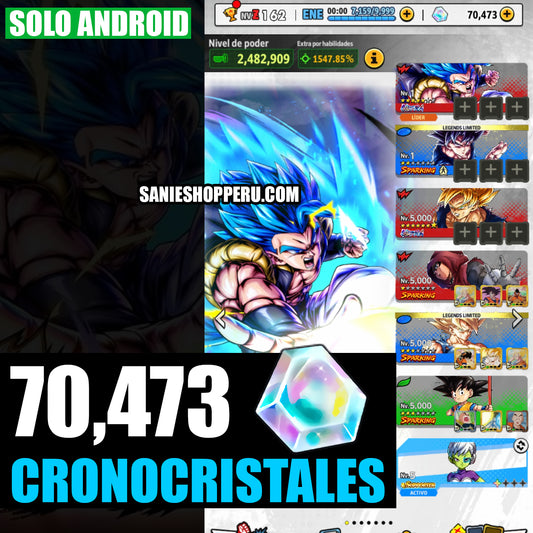 [ANDROID] 70,473 Cronocristales💎 + Gogeta Blue ULTRA 2026  | DRAGON BALL Legends Cuenta