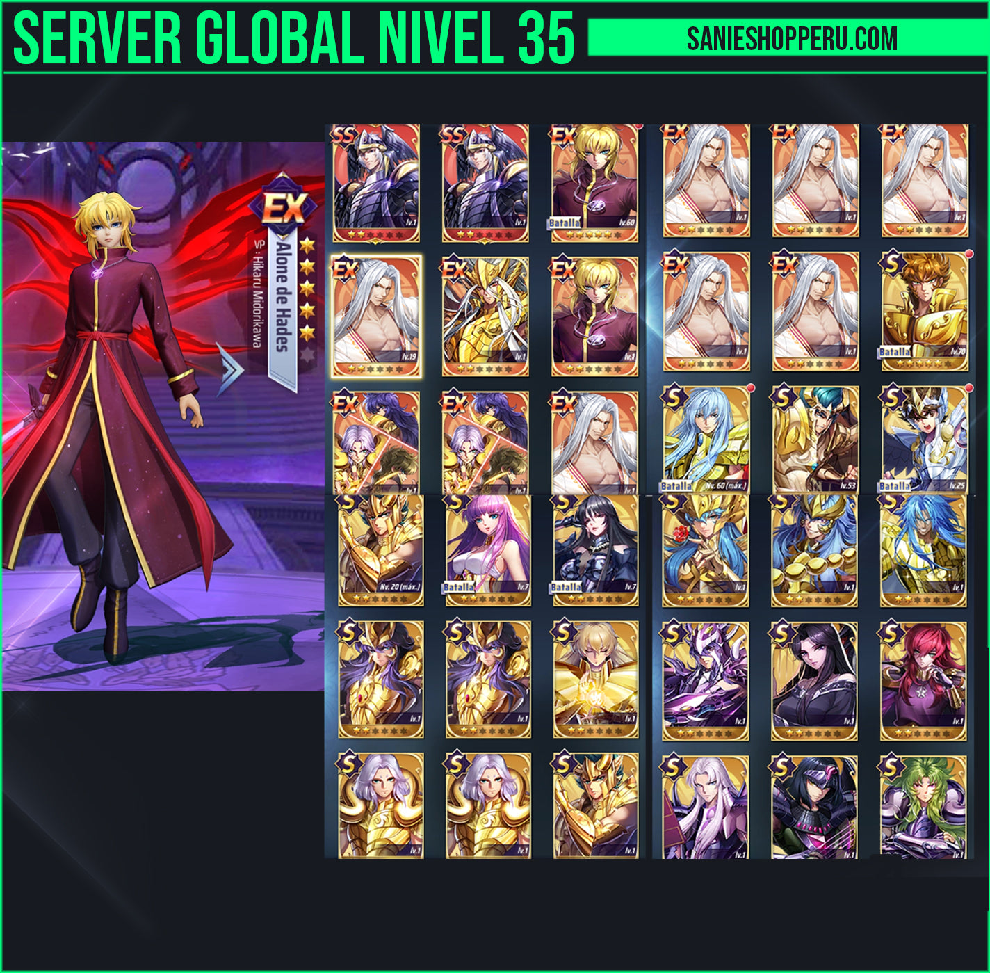 Saint Seiya Awakening KOTZ| +1 SS |+4 EX| +40 SS|Oneiros x2, EX : Alone de Hades x2, Hakurei, Gran Patriarca Interino x7, Odiseo de Ofiuco, Exclamación Atena x2, S: Kaiser de Leo