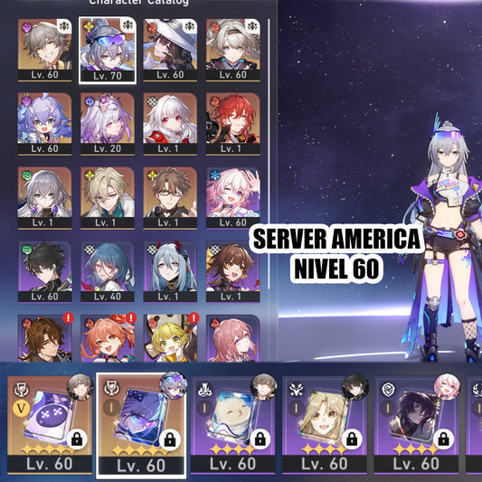 (REROLL + CUMPLEAÑOS LIBRE) Nivel 60⭐️ Silver Wolf LV. 999 + Cono , Castorice + Firefly + The Dahlia + Aventurine + Clara + Bronya + Himeko + Welt