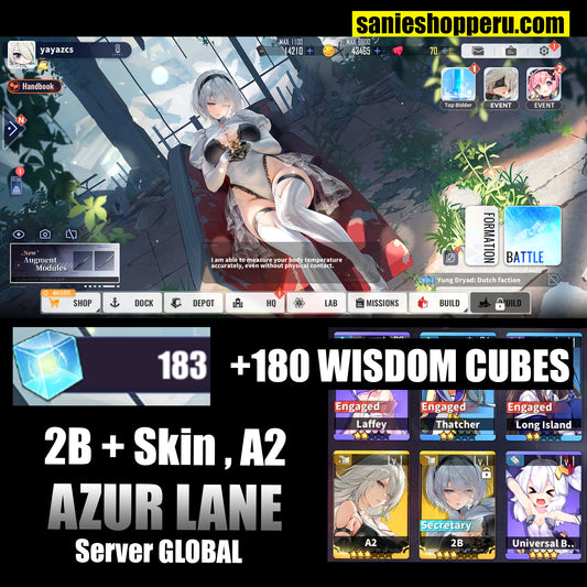 [Global] 2B + Skin , A2 + 180 Wisdom Cubes|Azur Lane Cuenta inicial