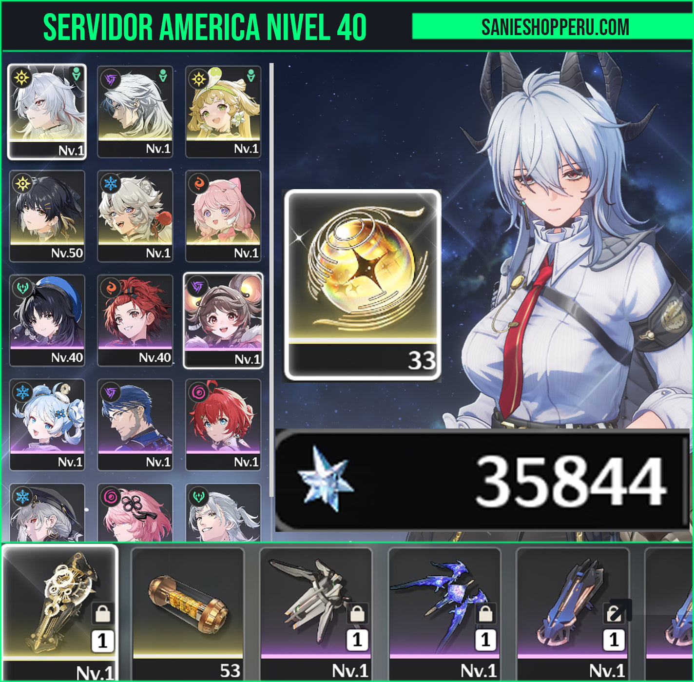 [Nivel 40]✔️Cumpleaños libre | 35844 Astritas 💠, +33 Mareas radiantes💎 | Zani + Arma 5 ⭐(Veredicto del Destello) , Verina , Calcharo , Lingyang , Encore | Wuthering Waves Cuenta reroll