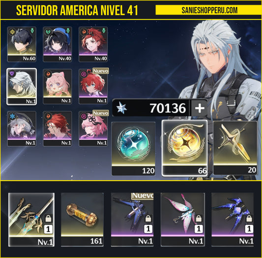 [Nivel 45] Cumpleaños Libre ✅ |💎 120 Marea Lustrosa + 66 Marea Radiante + 20 Marea Forjada + 70136 Astritas 💎 | Cuenta Reroll Wuthering Waves